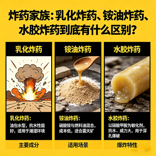 后湖管理区炸药家族：乳化炸药、铵油炸药、水胶炸药到底有什么区别？